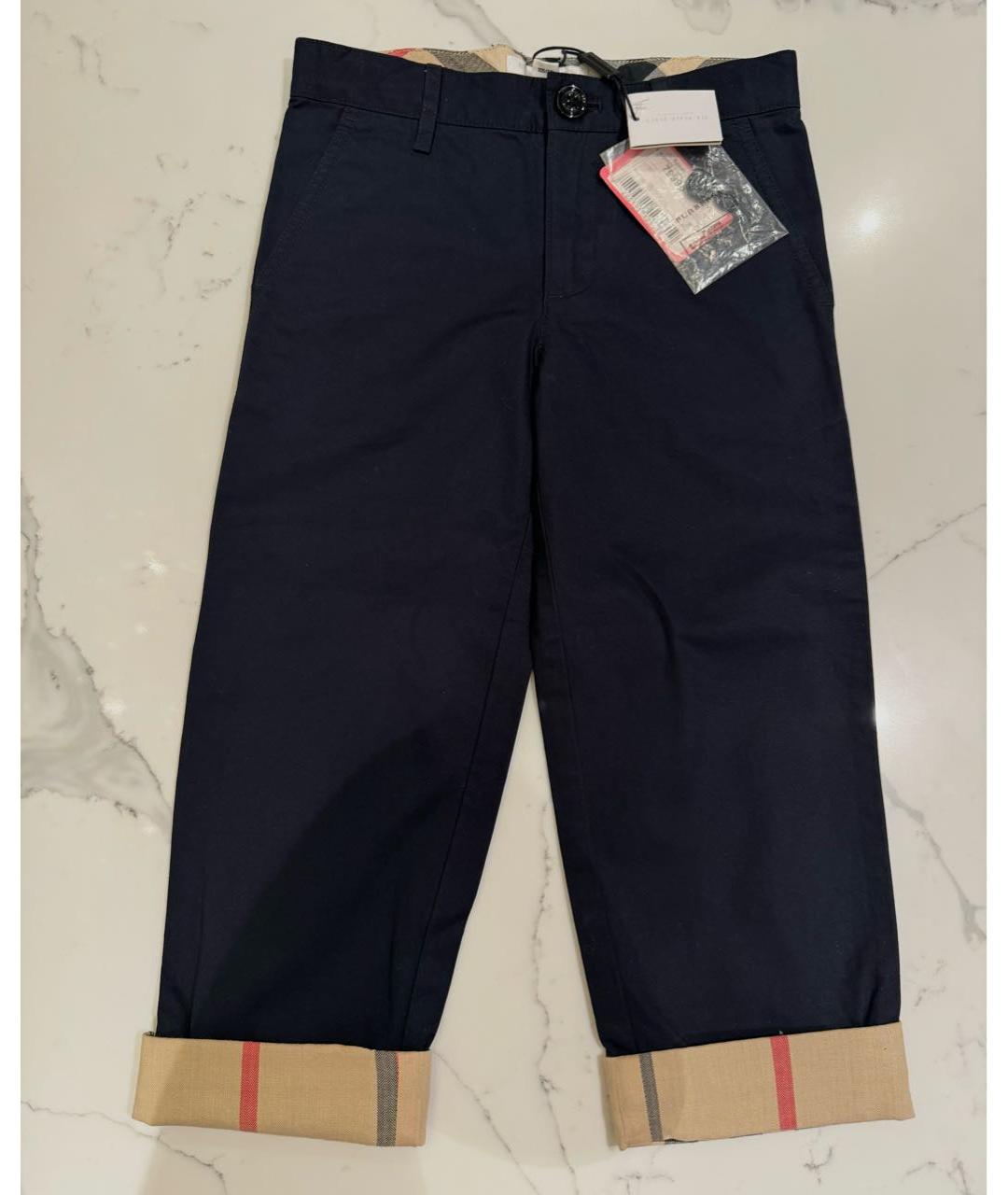 BURBERRY Темно-синие хлопковые брюки и шорты, фото 5