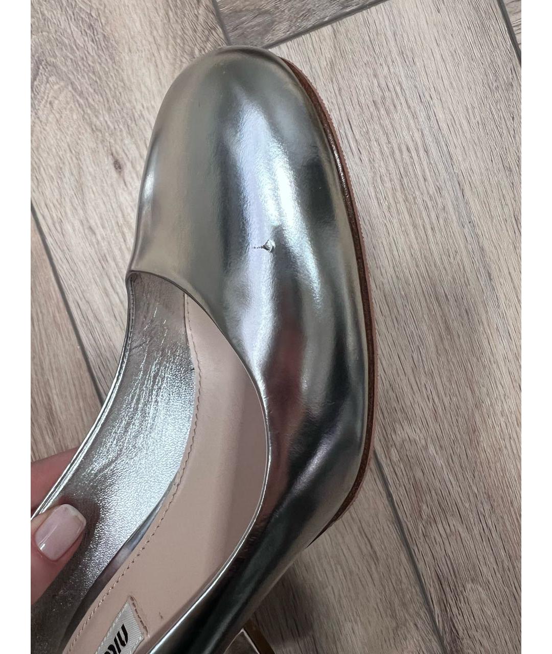 MIU MIU Серебряные кожаные туфли, фото 7