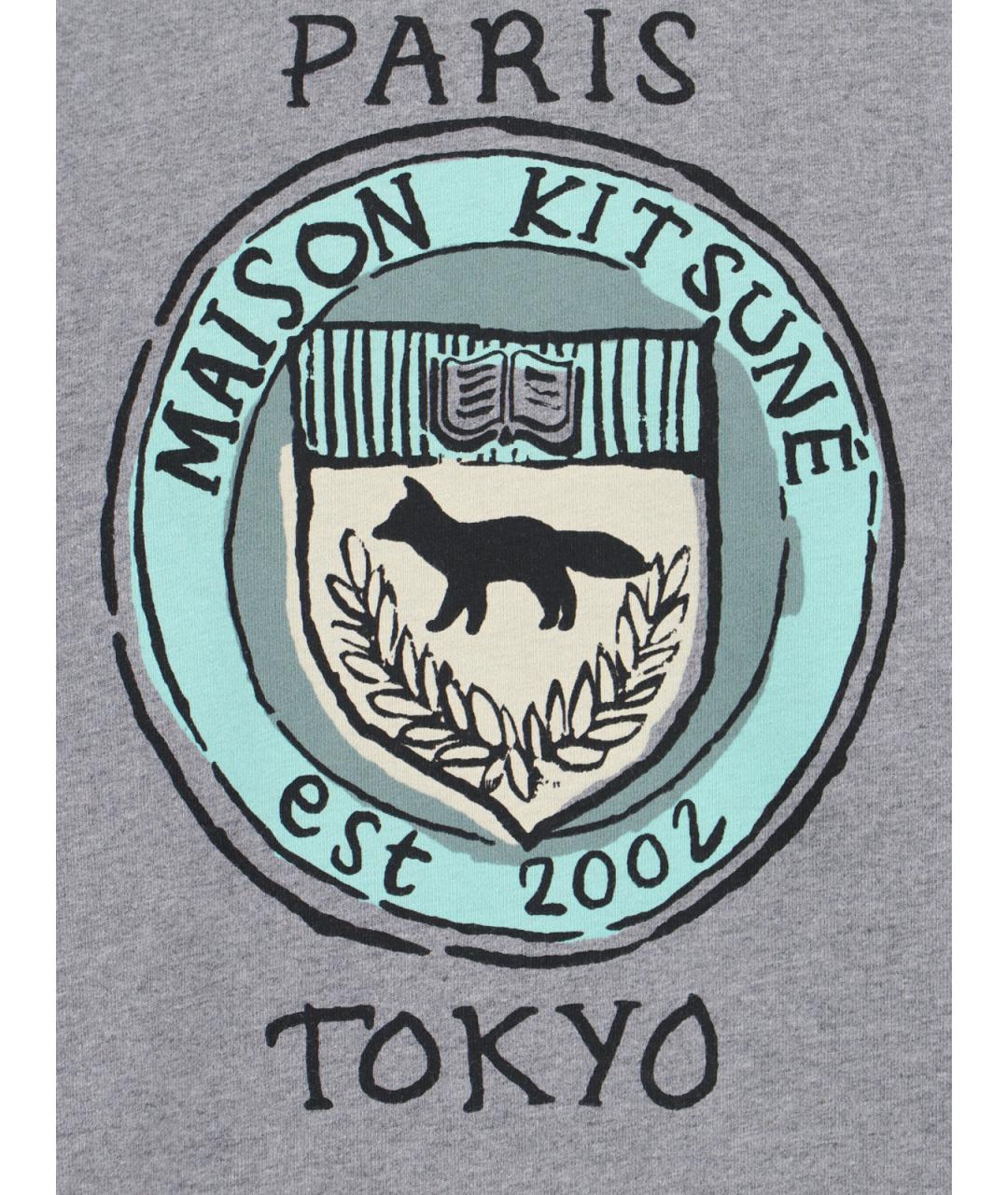 MAISON KITSUNE Серая вискозная футболка, фото 3