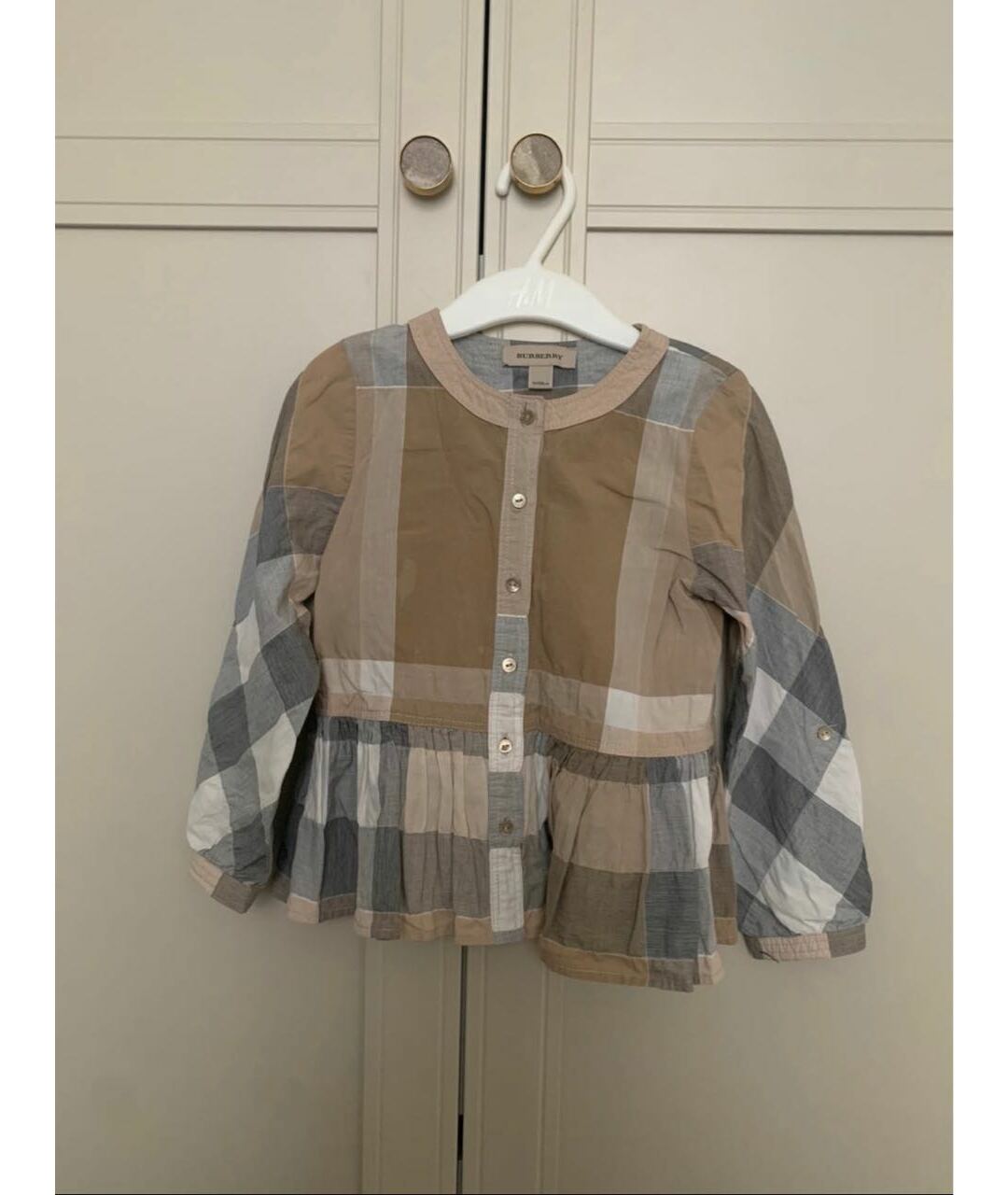 BURBERRY Мульти хлопковая блузка для девочек, фото 5