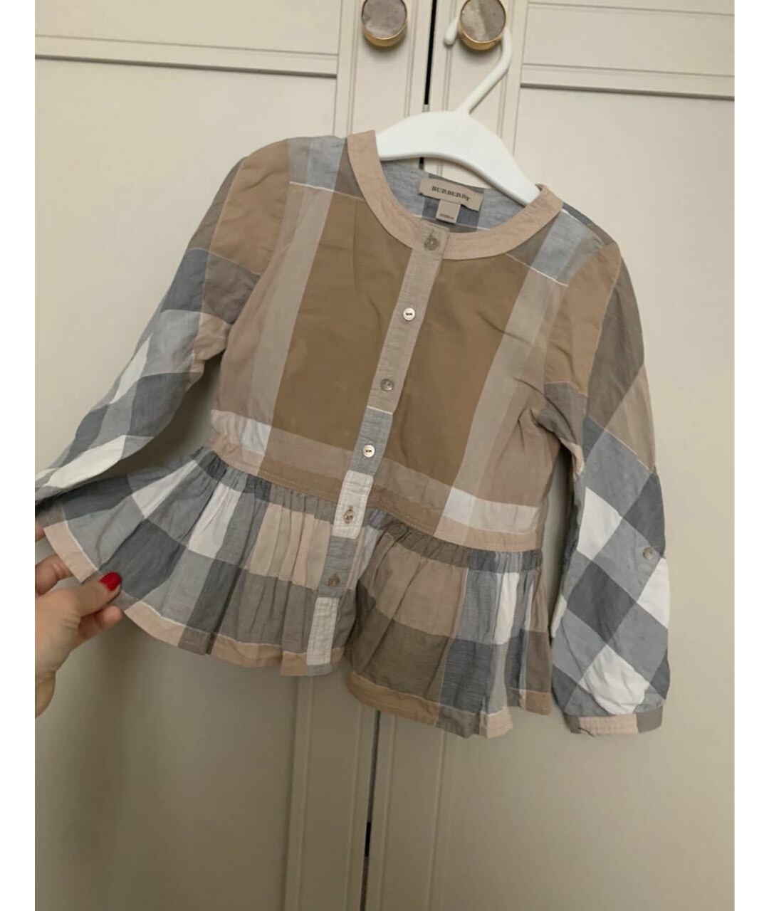 BURBERRY Мульти хлопковая блузка для девочек, фото 4