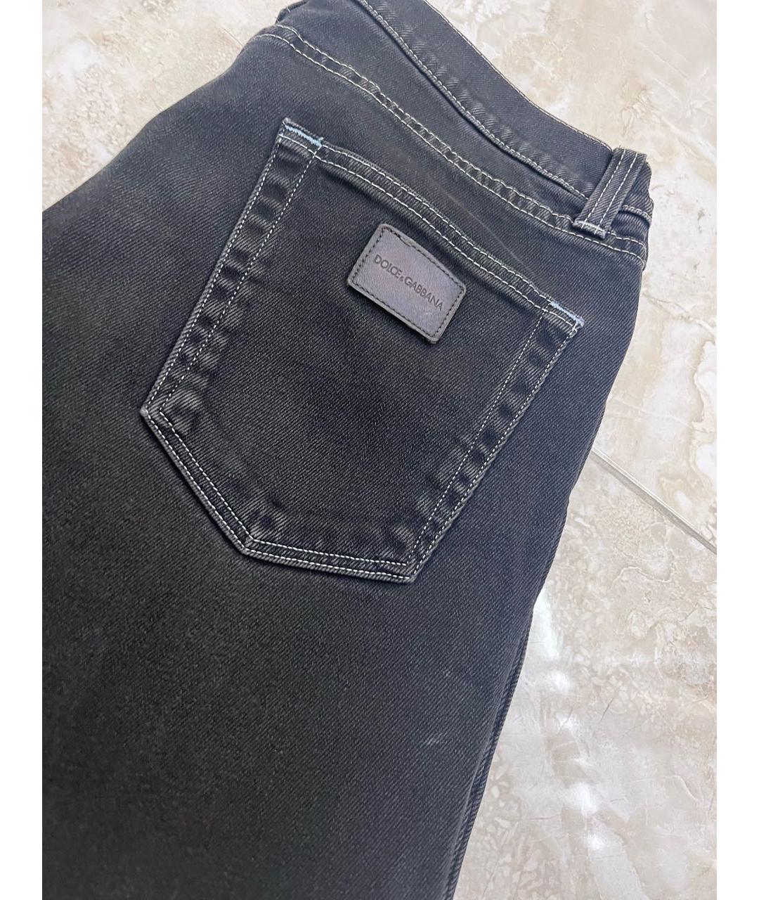 DOLCE&GABBANA Антрацитовые хлопко-эластановые прямые джинсы, фото 3
