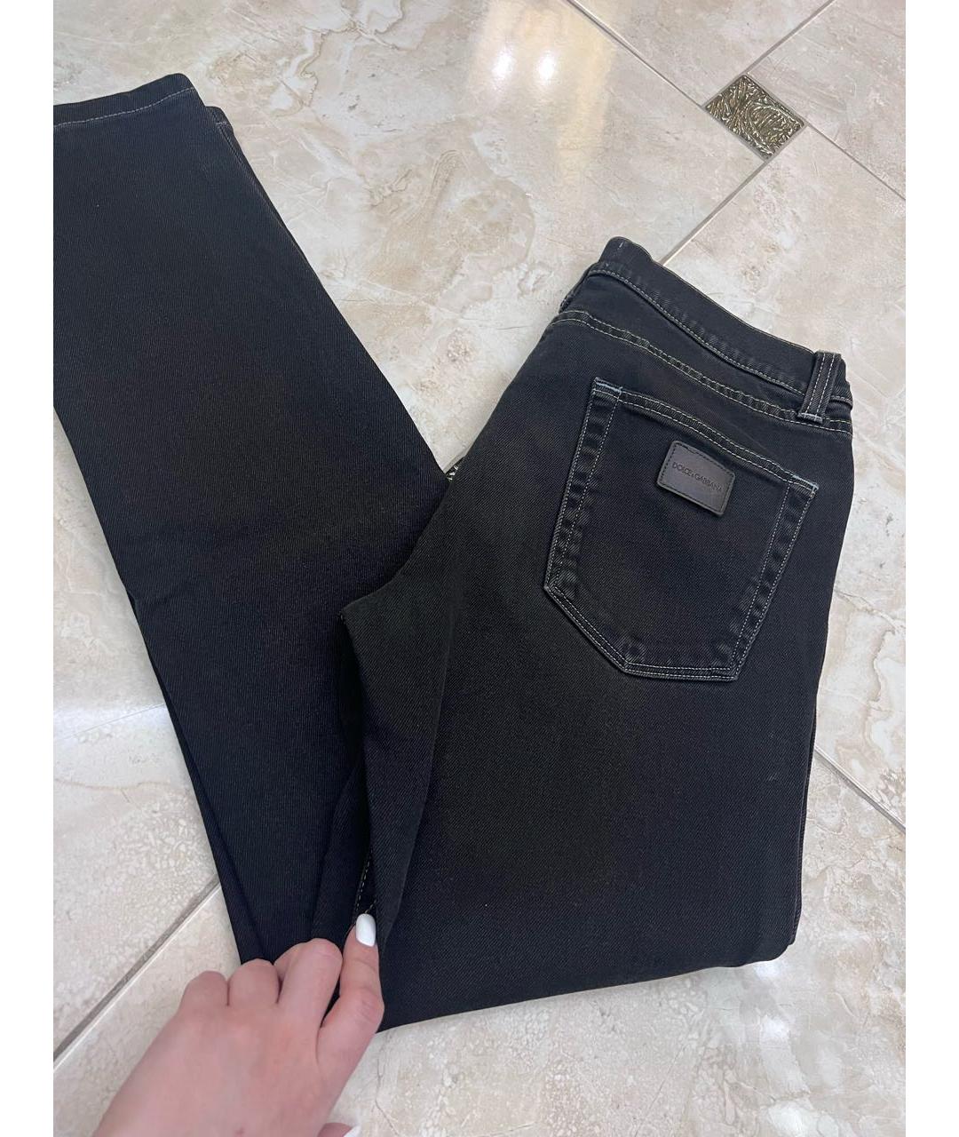 DOLCE&GABBANA Антрацитовые хлопко-эластановые прямые джинсы, фото 2
