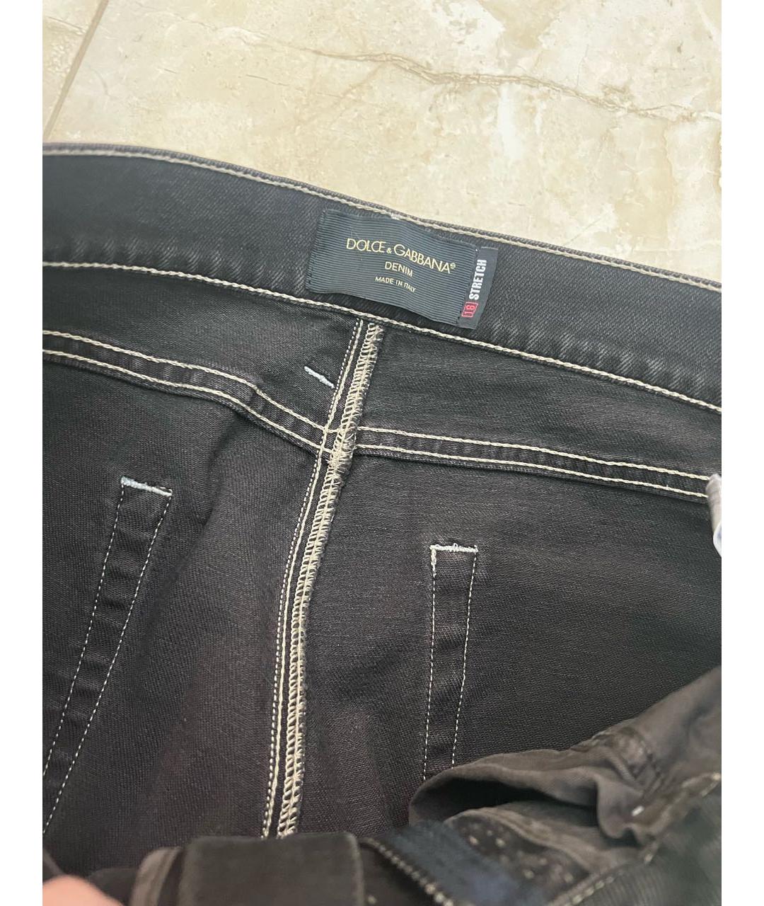 DOLCE&GABBANA Антрацитовые хлопко-эластановые прямые джинсы, фото 5