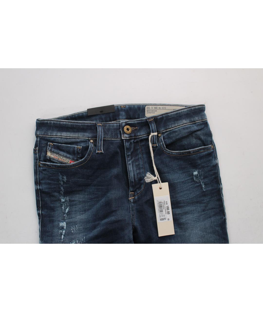 DIESEL Голубые хлопко-эластановые джинсы слим, фото 2