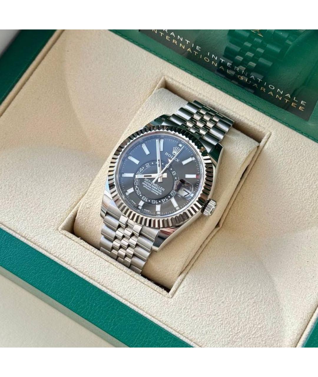 ROLEX Черные часы из белого золота, фото 3