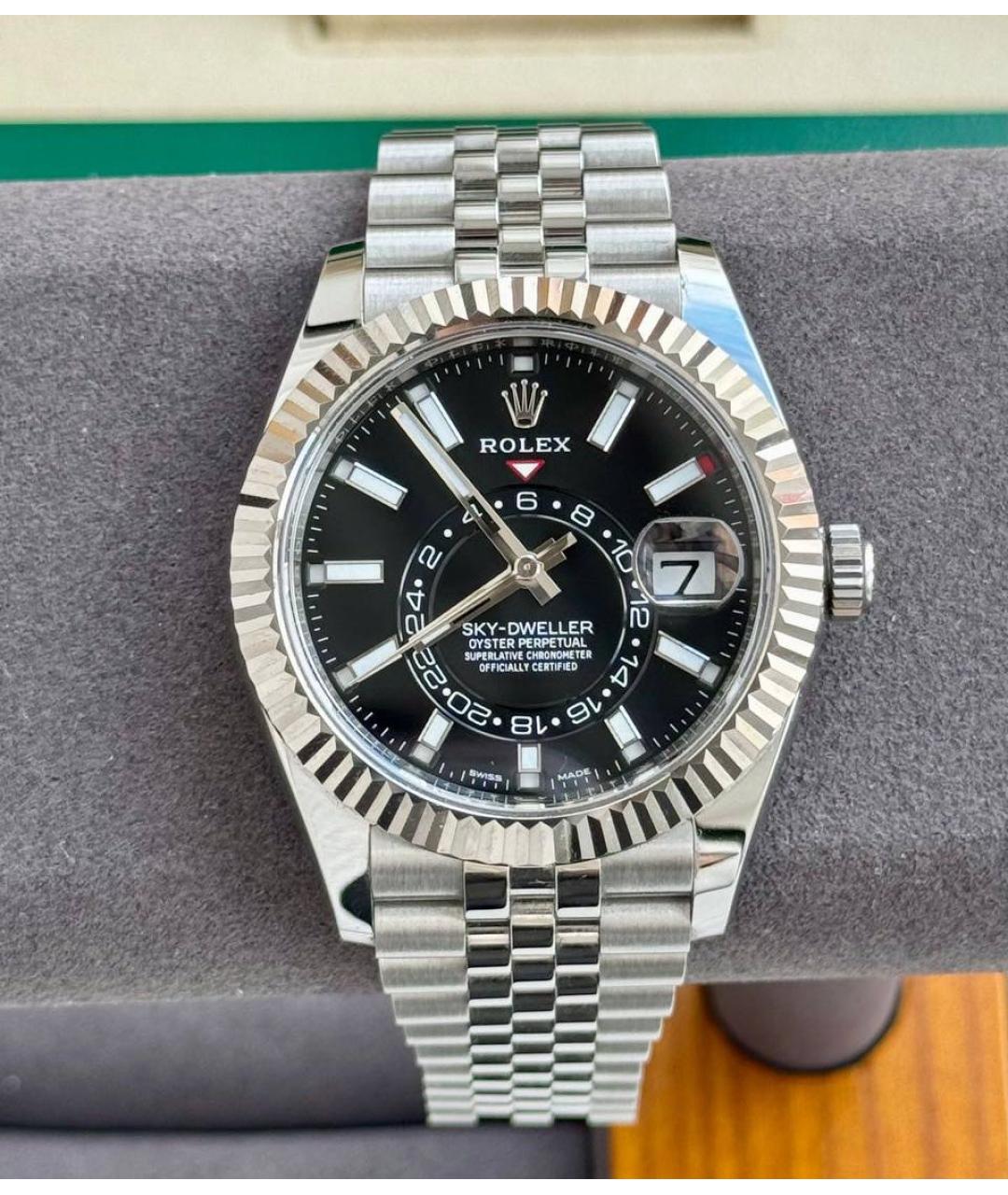 ROLEX Черные часы из белого золота, фото 6