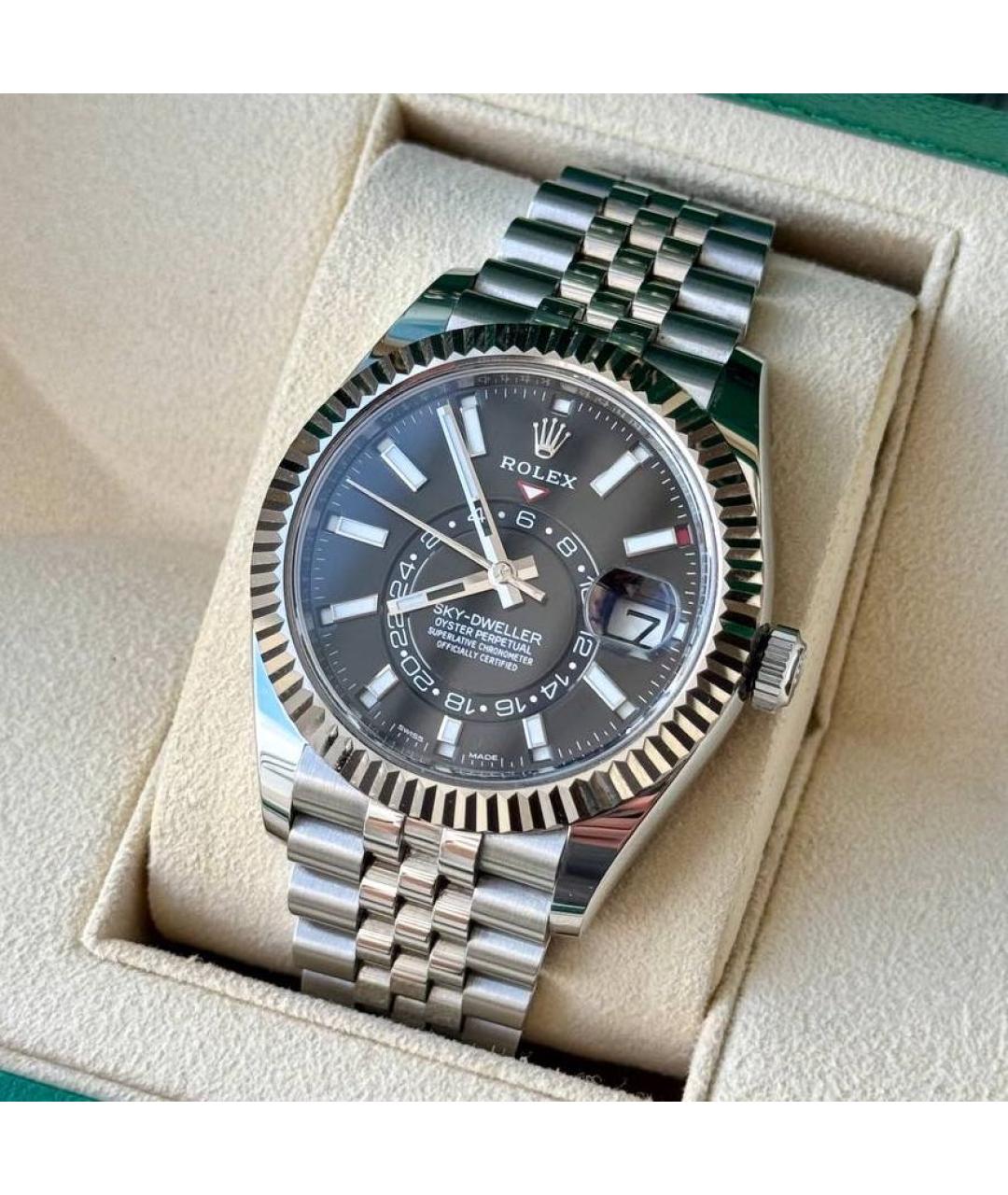 ROLEX Черные часы из белого золота, фото 2