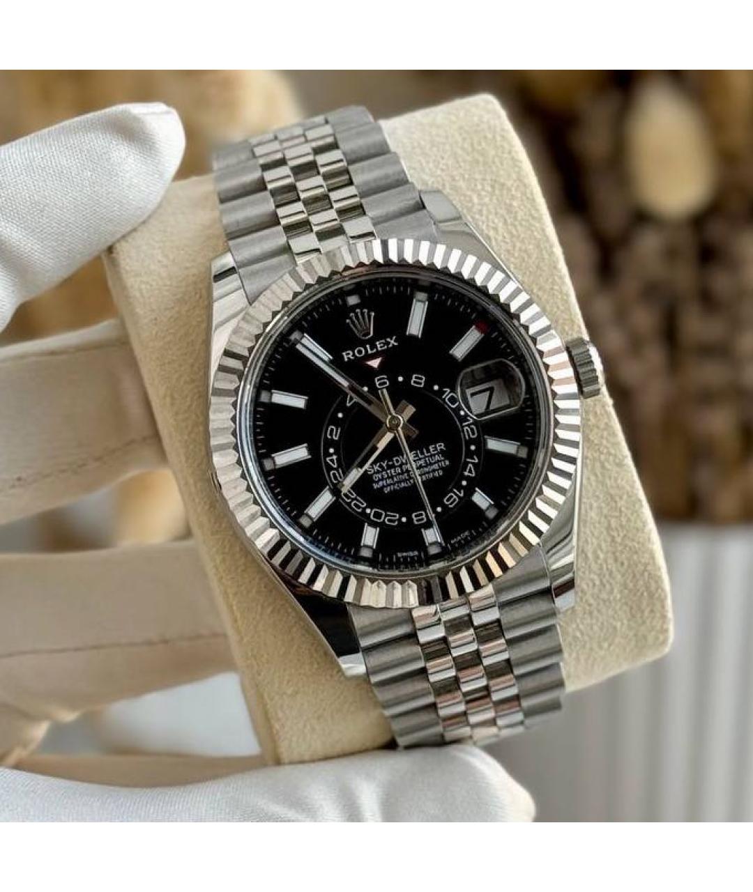 ROLEX Черные часы из белого золота, фото 4