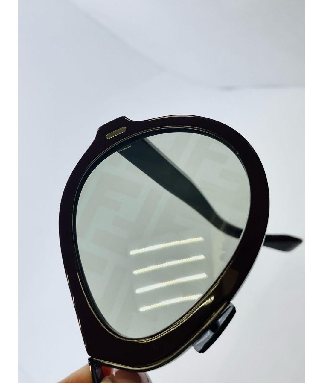 FENDI Бордовые пластиковые солнцезащитные очки, фото 4
