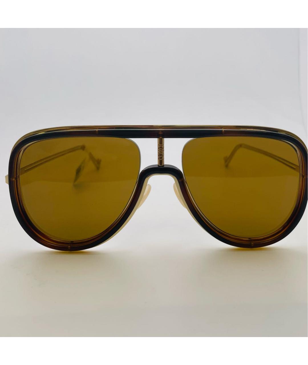 FENDI Коричневые металлические солнцезащитные очки, фото 2