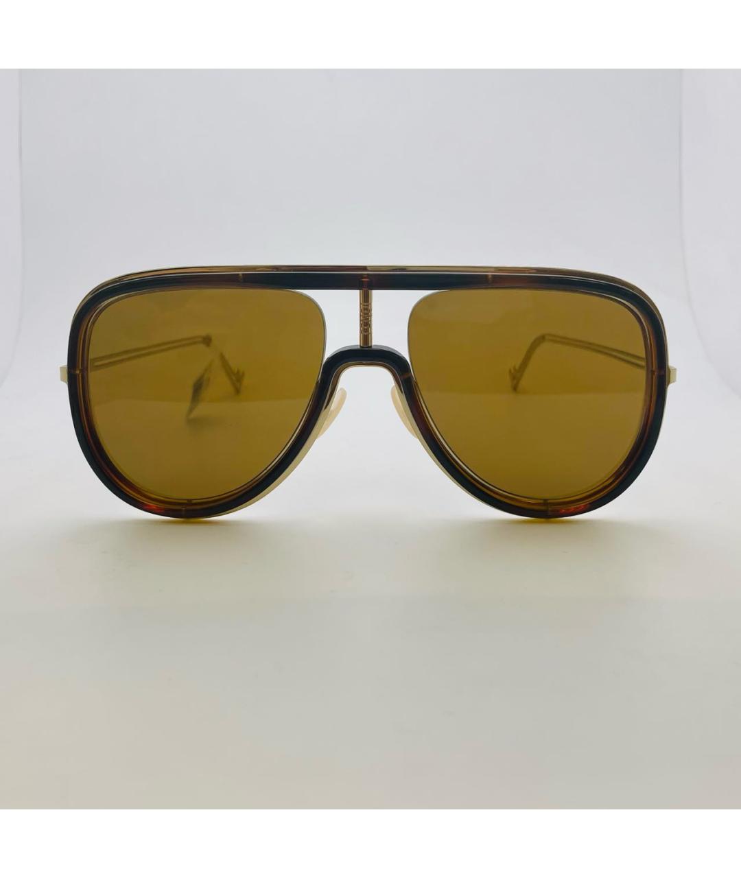 FENDI Коричневые металлические солнцезащитные очки, фото 6