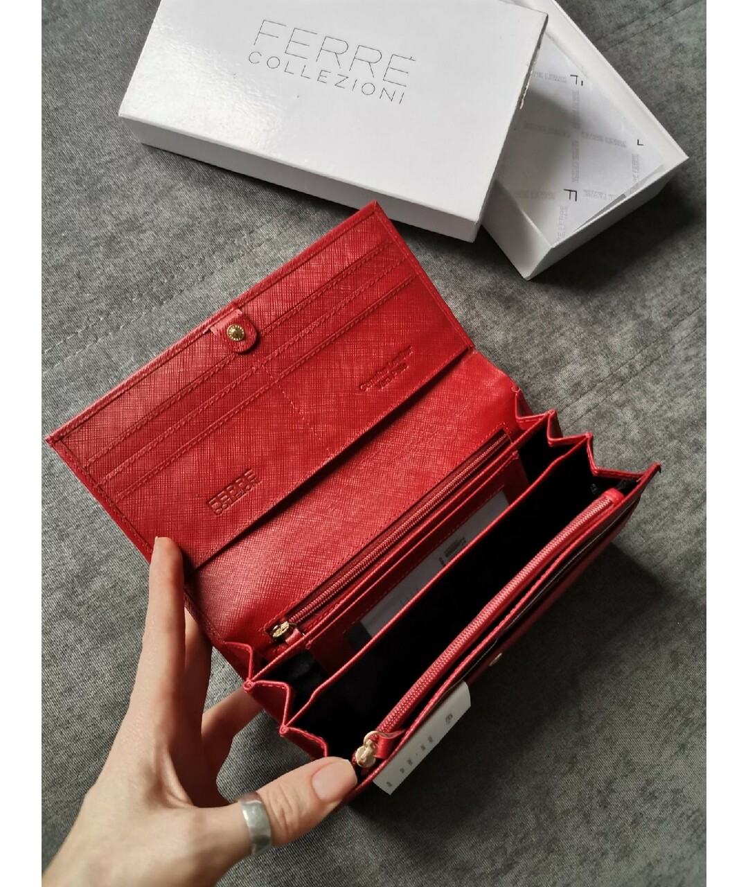 GIANFRANCO FERRE Красный кожаный кошелек, фото 4