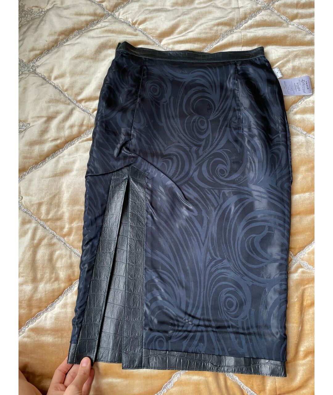 EMILIO PUCCI Темно-синяя кожаная юбка миди, фото 2