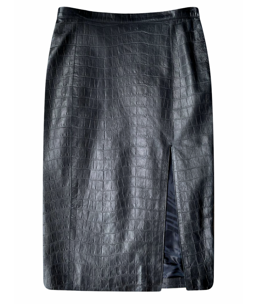EMILIO PUCCI Темно-синяя кожаная юбка миди, фото 1