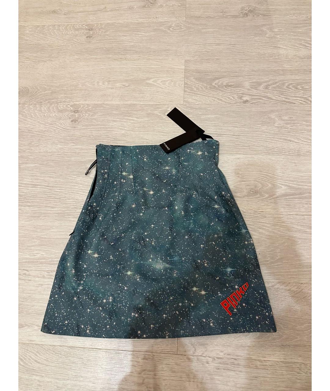 PINKO Бирюзовая синтетическая юбка мини, фото 2