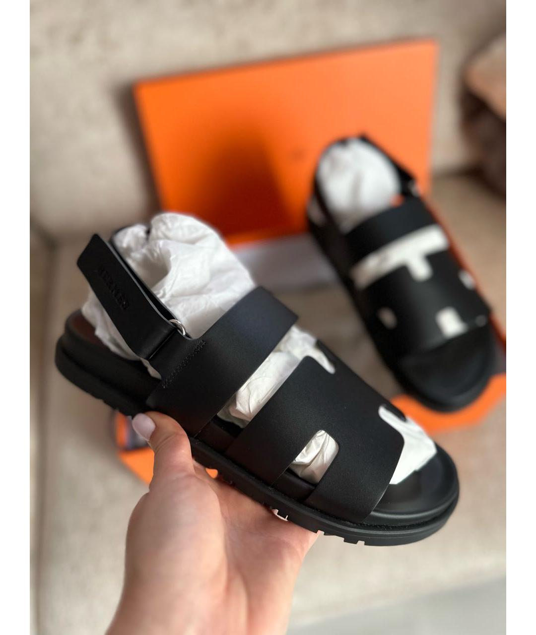 HERMES PRE-OWNED Черные кожаные сандалии, фото 9