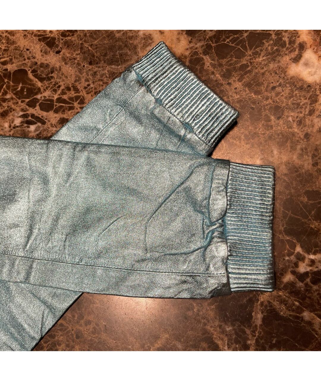 PHILIPP PLEIN Голубые кожаные брюки узкие, фото 6