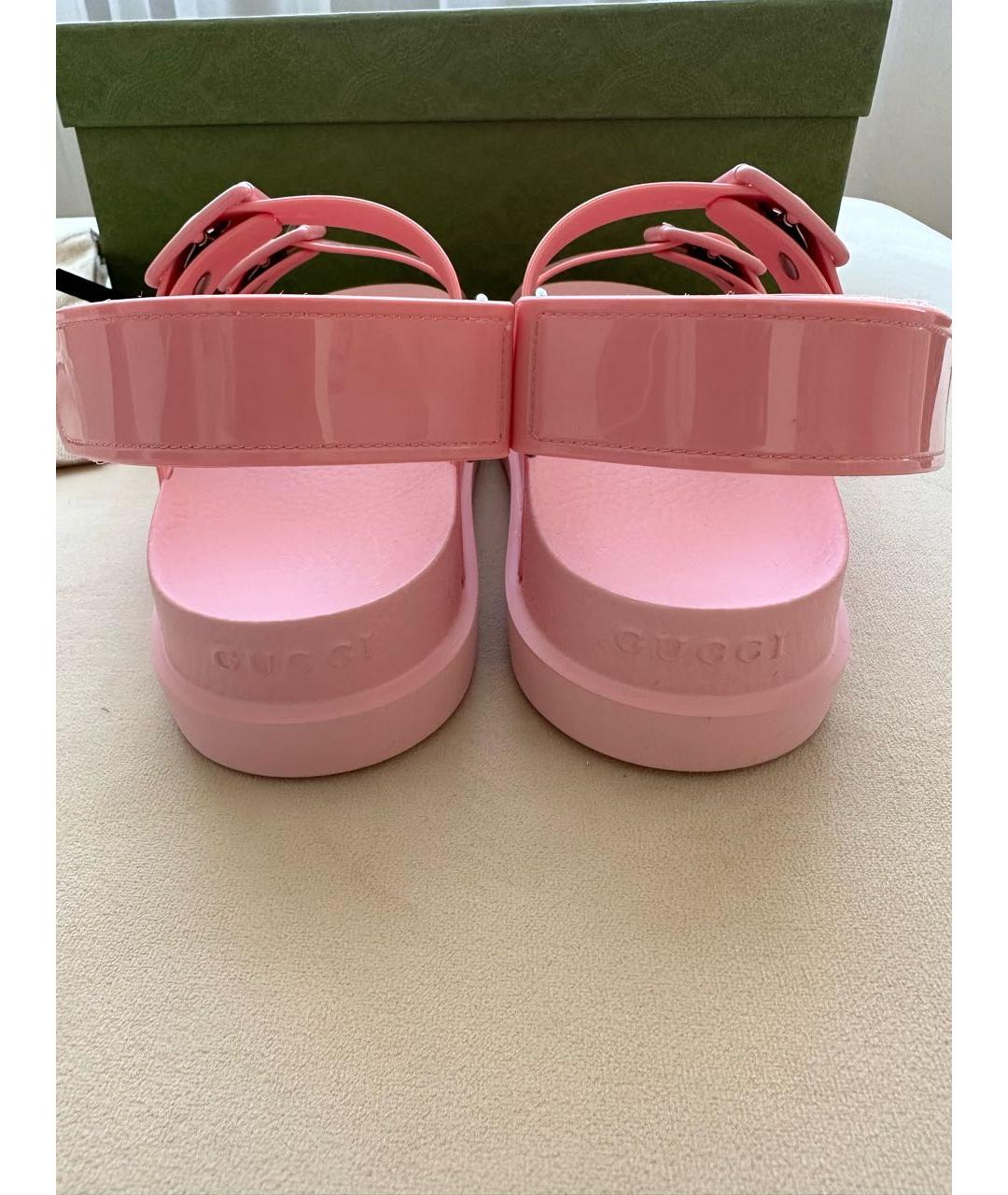 GUCCI Розовые резиновые сандалии, фото 4