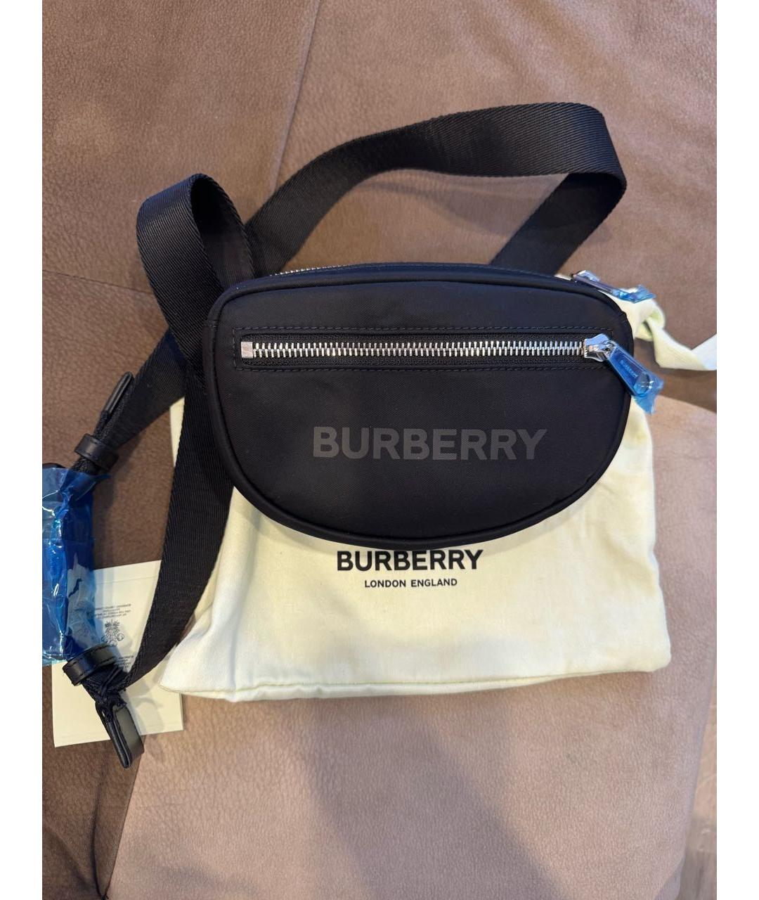BURBERRY Черная синтетическая поясная сумка, фото 2