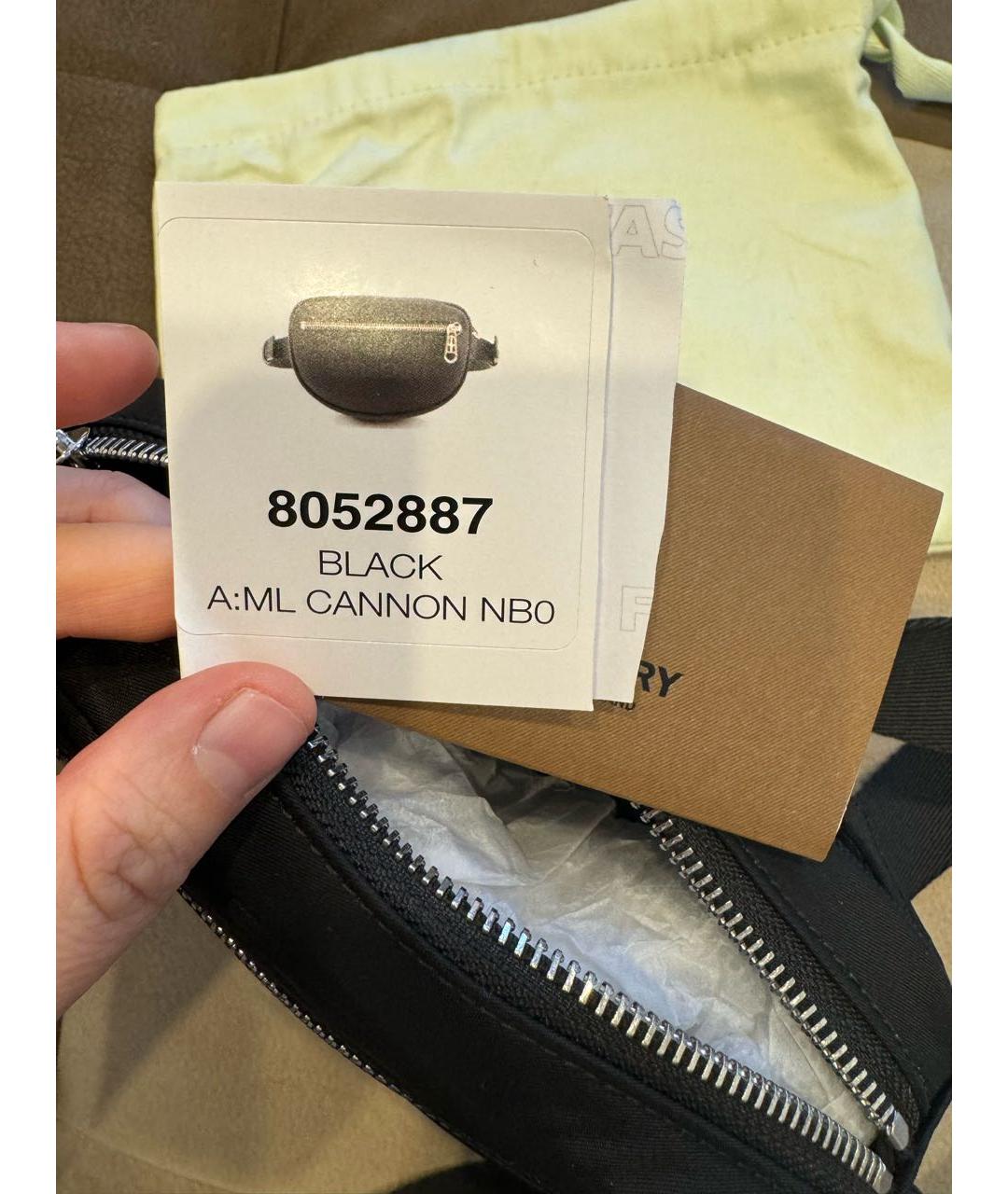 BURBERRY Черная синтетическая поясная сумка, фото 5