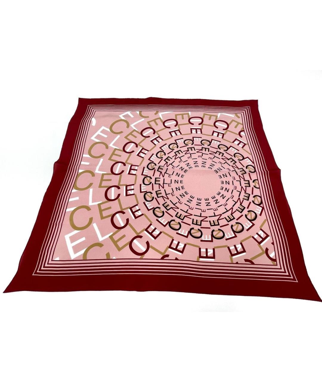 CELINE PRE-OWNED Бордовый шелковый платок, фото 1