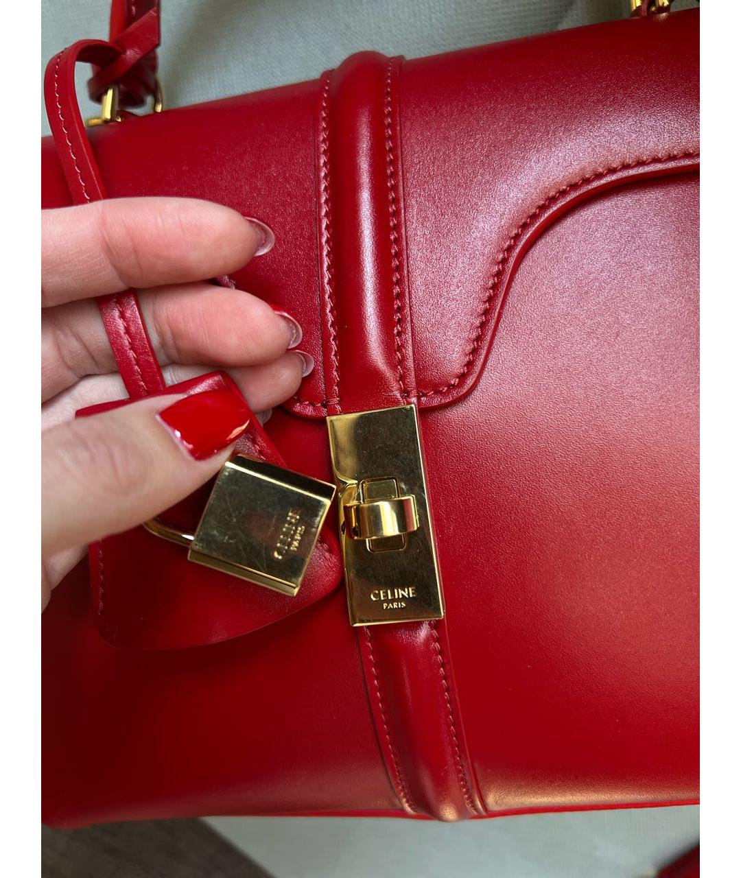 CELINE PRE-OWNED Красная кожаная сумка через плечо, фото 8