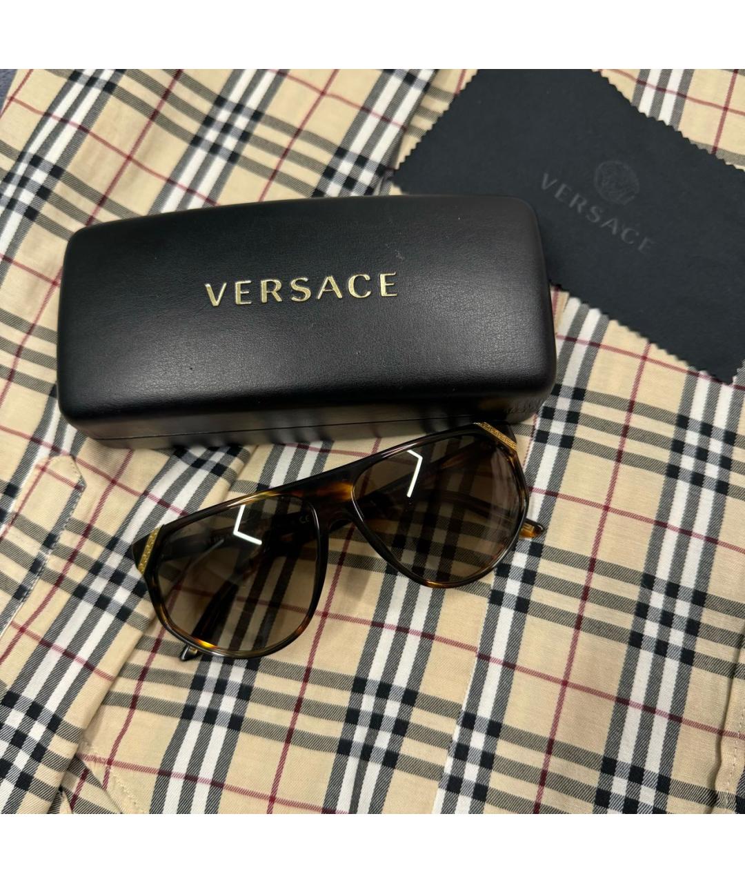 VERSACE Коричневые пластиковые солнцезащитные очки, фото 2