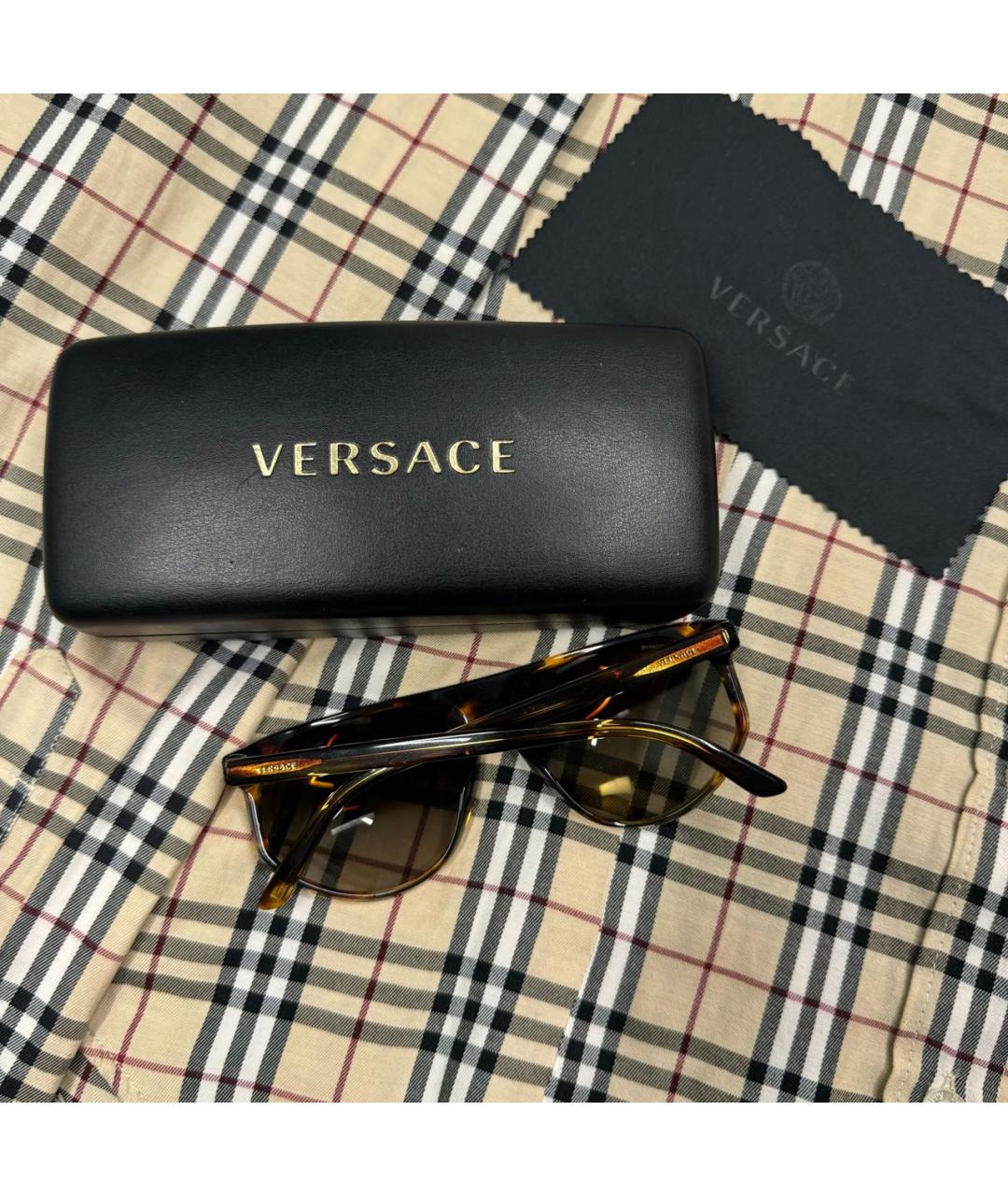 VERSACE Коричневые пластиковые солнцезащитные очки, фото 3