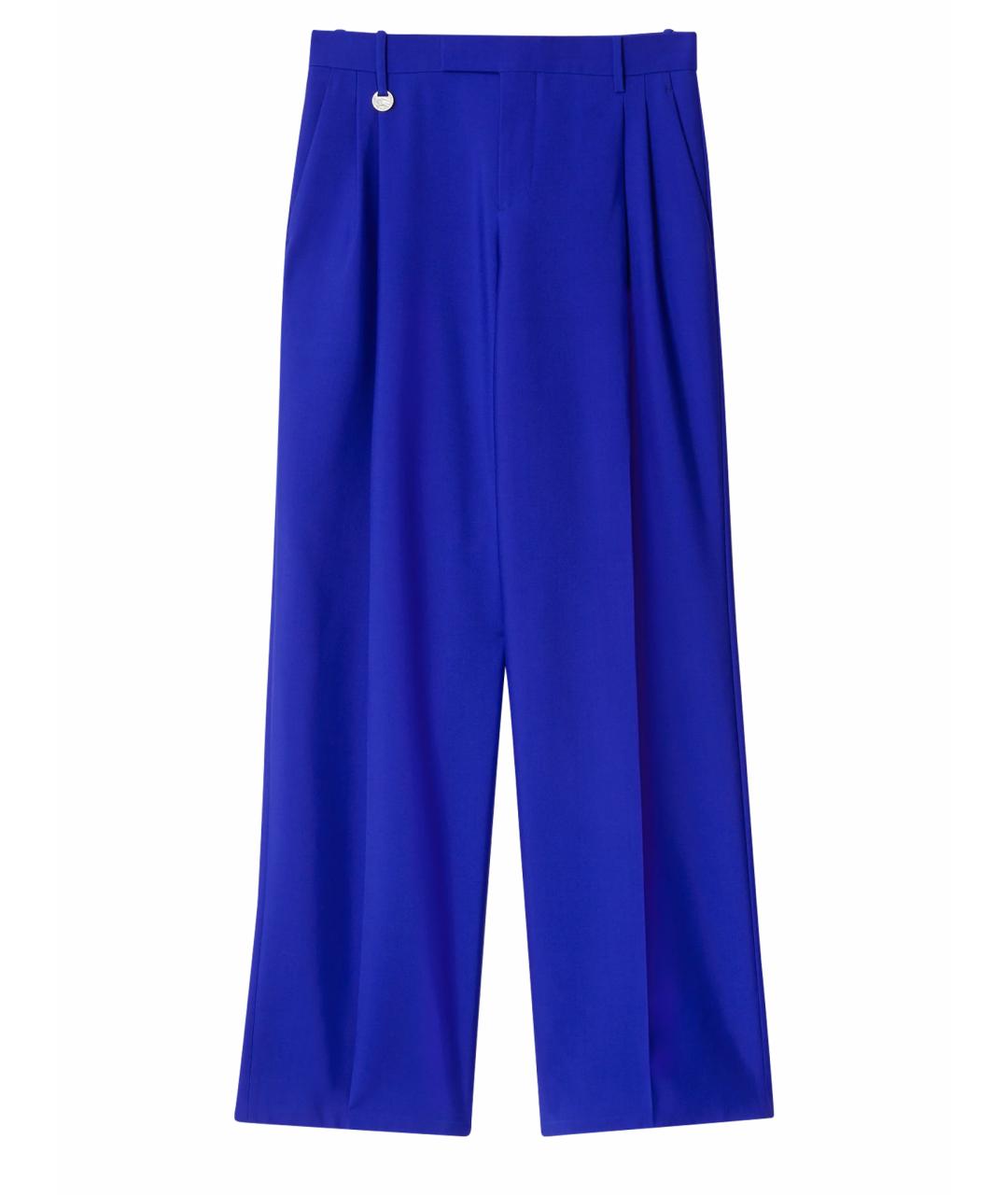 BURBERRY Синие шелковые прямые брюки, фото 1