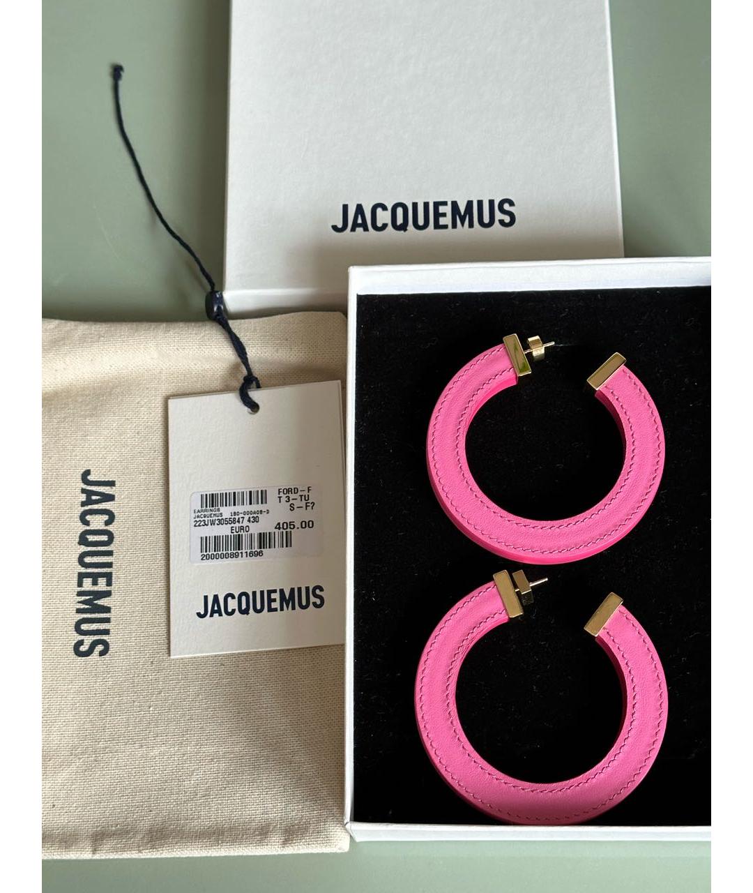 JACQUEMUS Розовые металлические серьги, фото 9