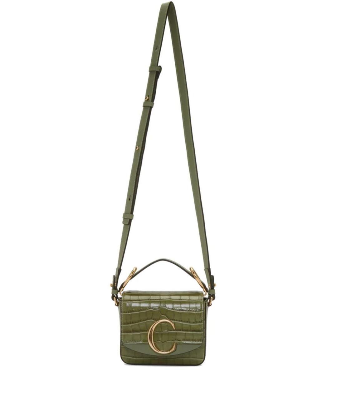 CHLOE Зеленая кожаная сумка с короткими ручками, фото 4