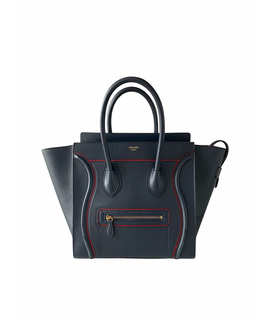 Сумка тоут CELINE PRE-OWNED Navy Blue/Red Smooth Calfskin Leather Mini Luggage Tote Bag Limited Edition
