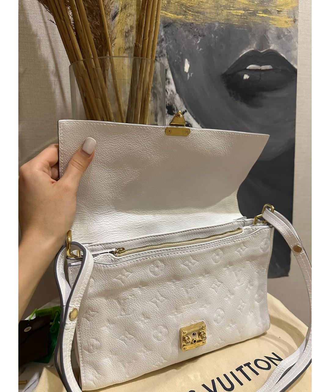 LOUIS VUITTON Белая кожаная сумка через плечо, фото 4