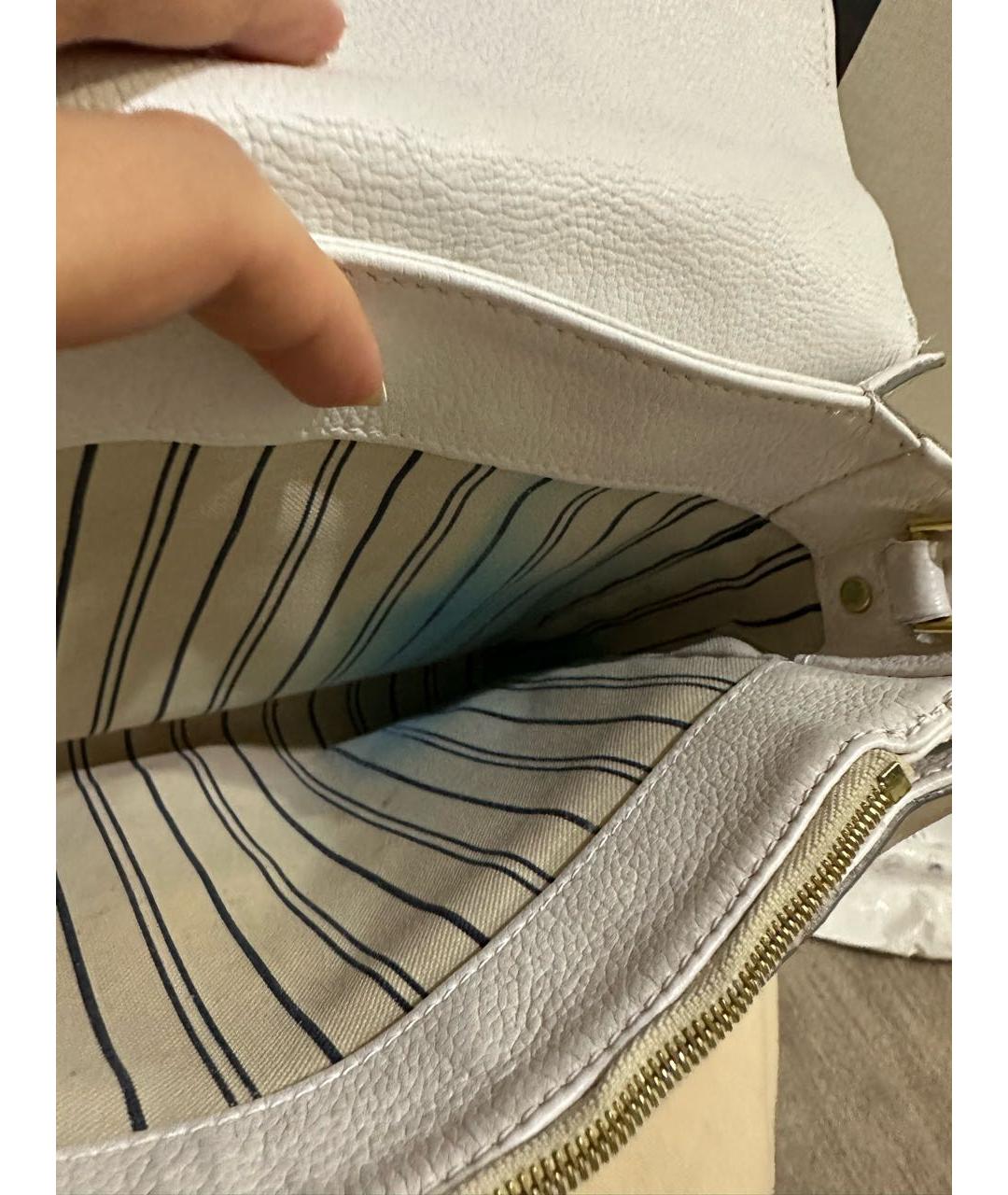 LOUIS VUITTON Белая кожаная сумка через плечо, фото 7