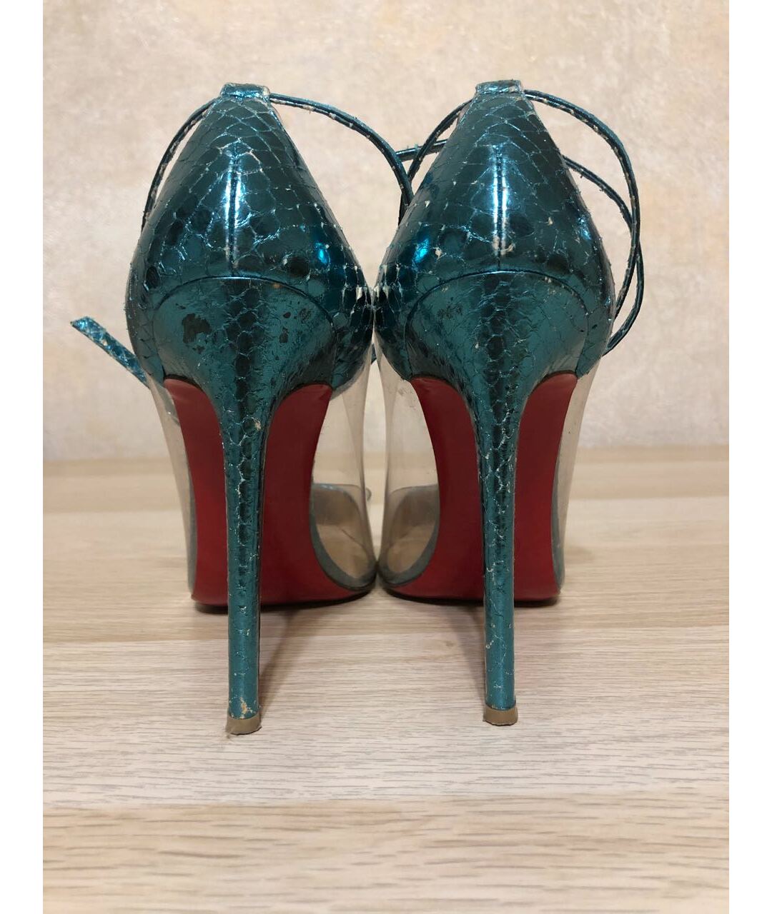 CHRISTIAN LOUBOUTIN Голубые кожаные туфли, фото 4