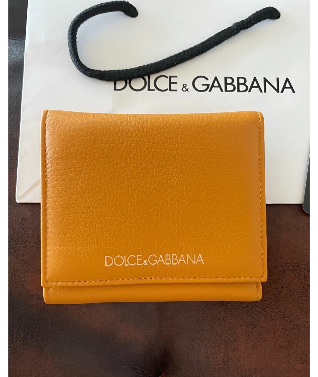DOLCE&GABBANA Горчичный кожаный кошелек, фото 7