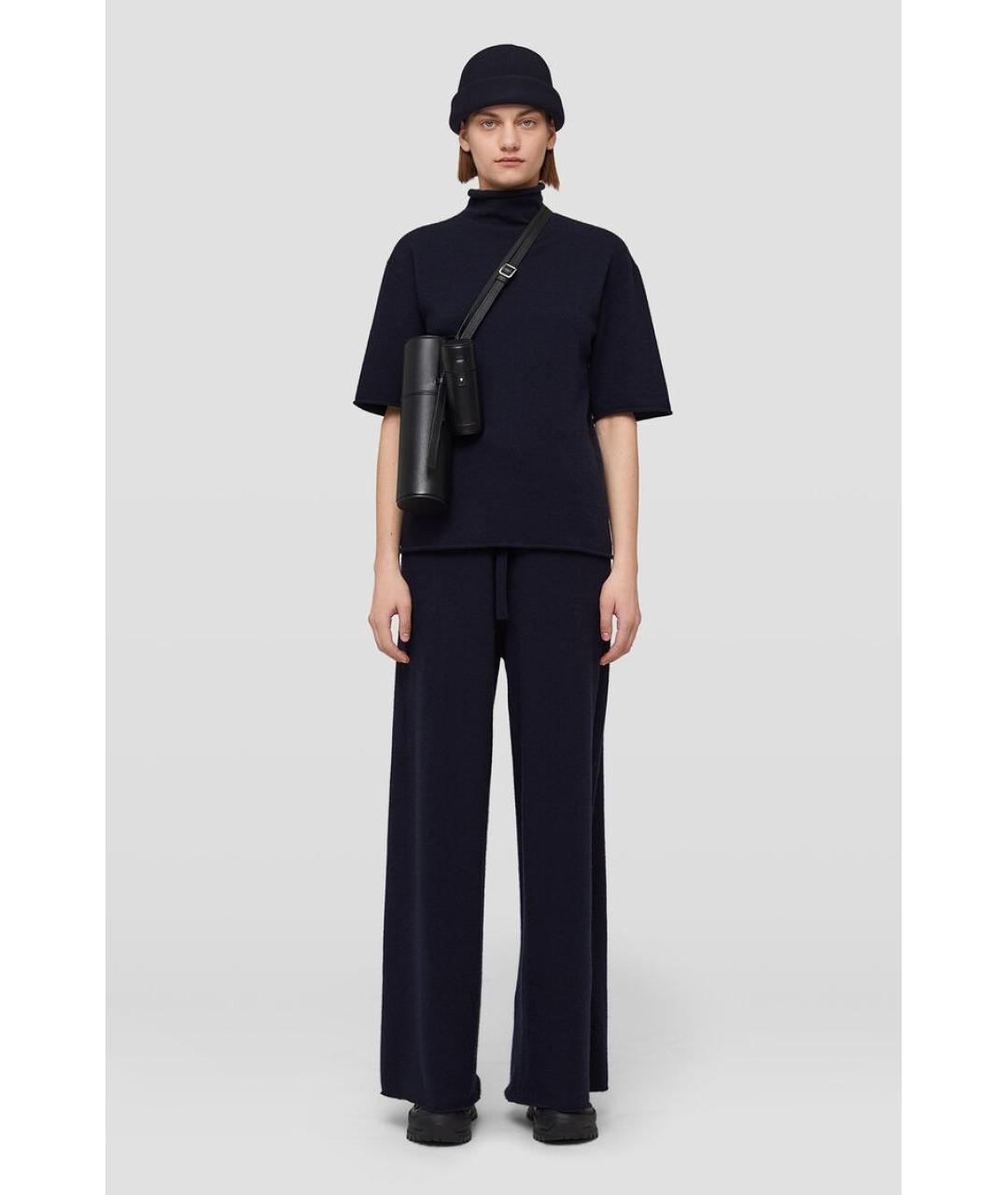 JIL SANDER Черные кашемировые брюки широкие, фото 2