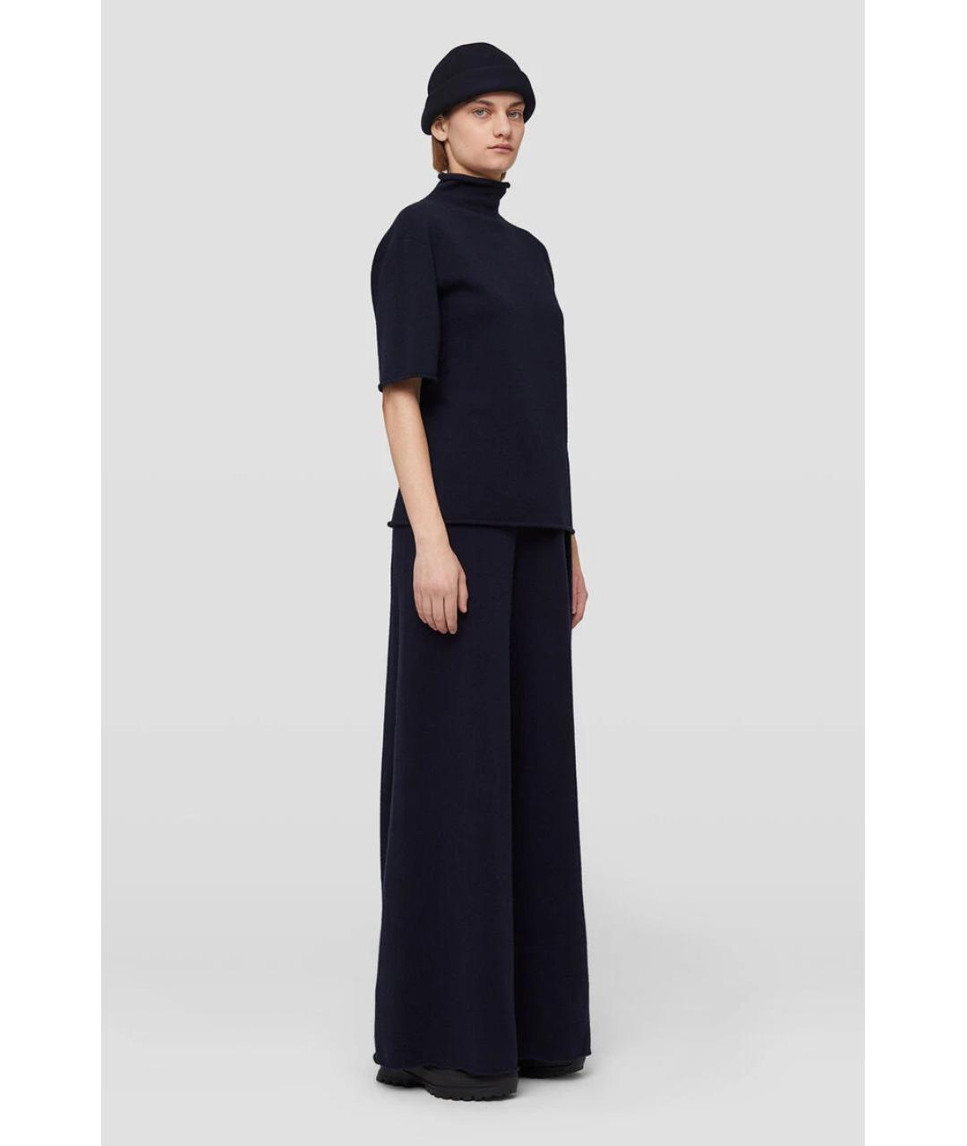 JIL SANDER Черные кашемировые брюки широкие, фото 3