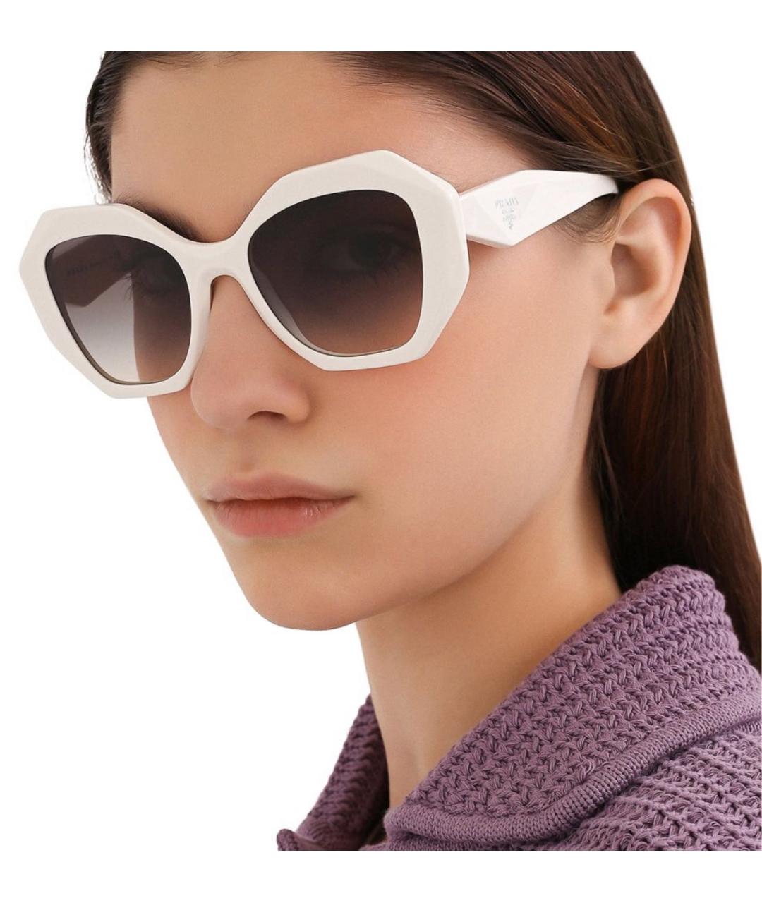 PRADA Белые пластиковые солнцезащитные очки, фото 3