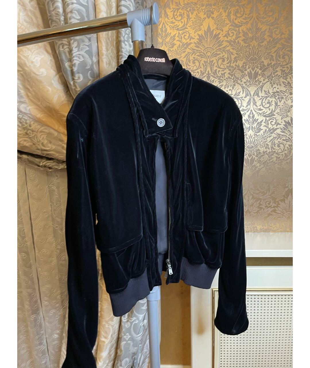 SAINT LAURENT Черная бархатная куртка, фото 2