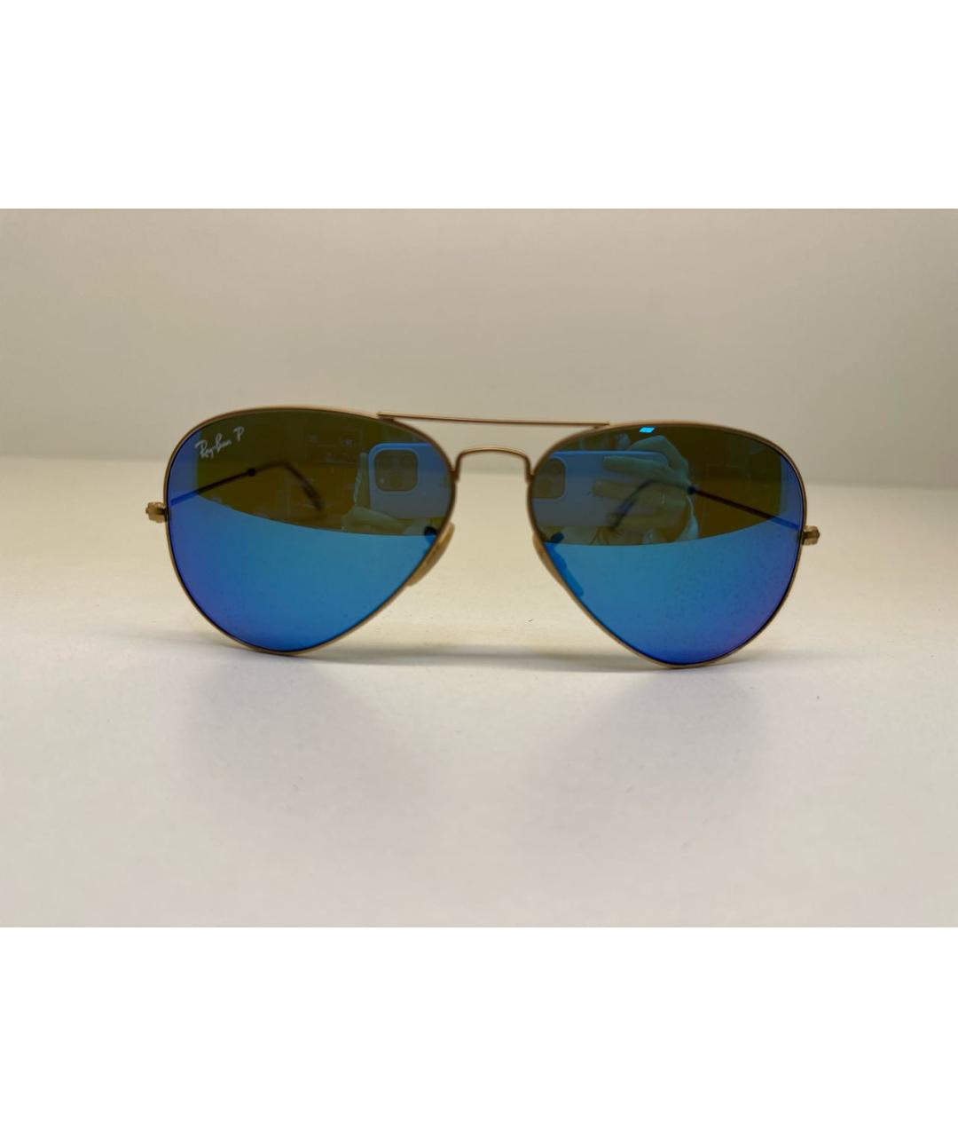RAY BAN Голубые металлические солнцезащитные очки, фото 5