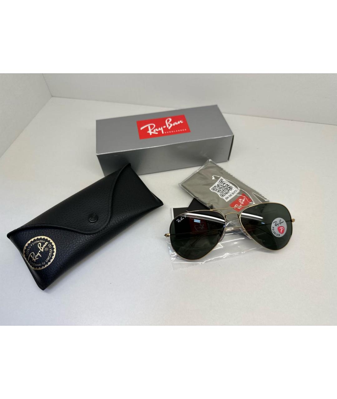 RAY BAN Зеленые металлические солнцезащитные очки, фото 4