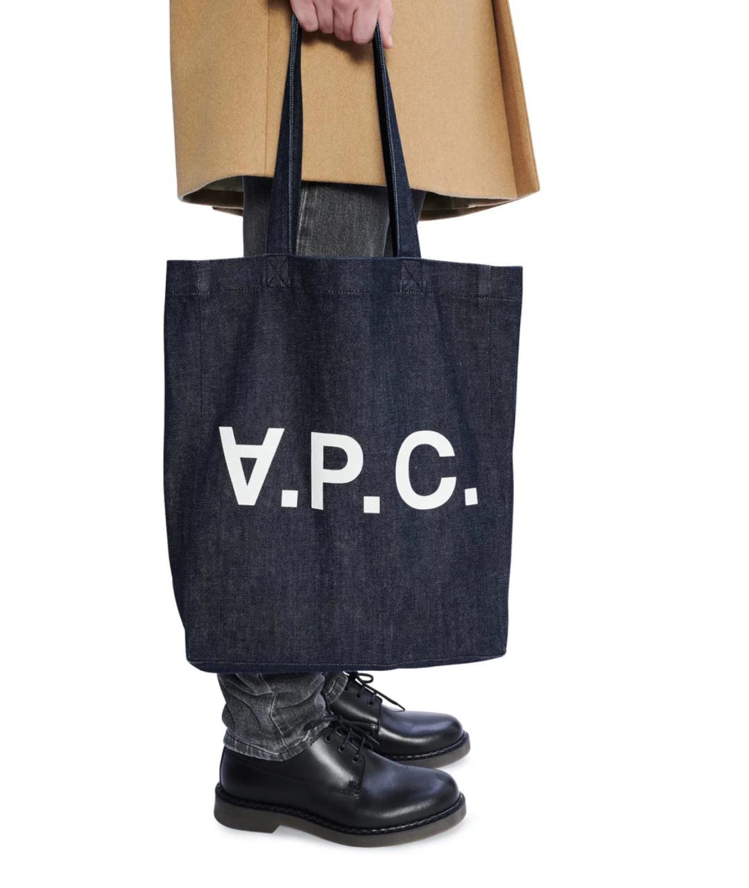 A.P.C. Темно-синяя сумка тоут, фото 3