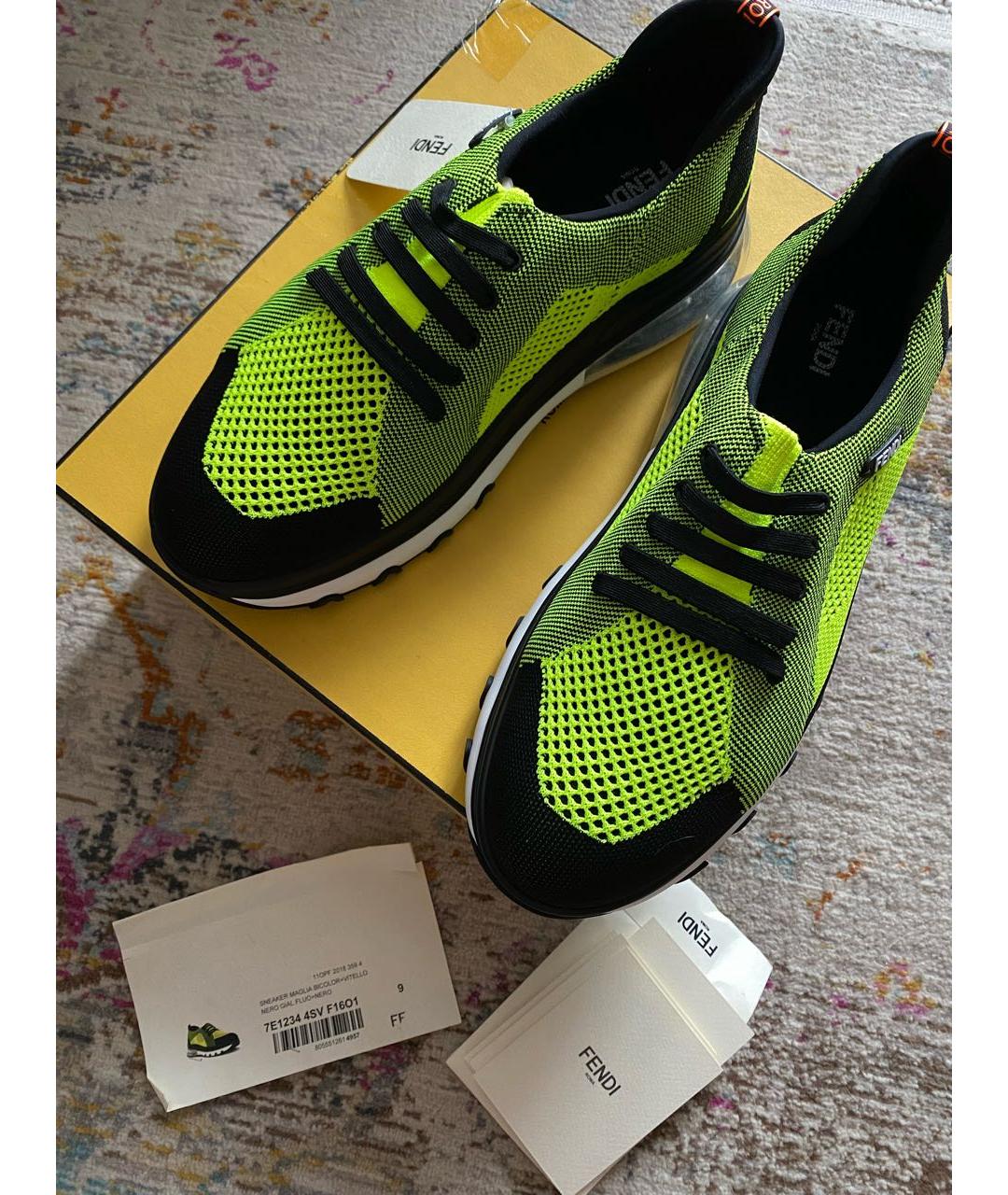 FENDI Зеленые текстильные низкие кроссовки / кеды, фото 3