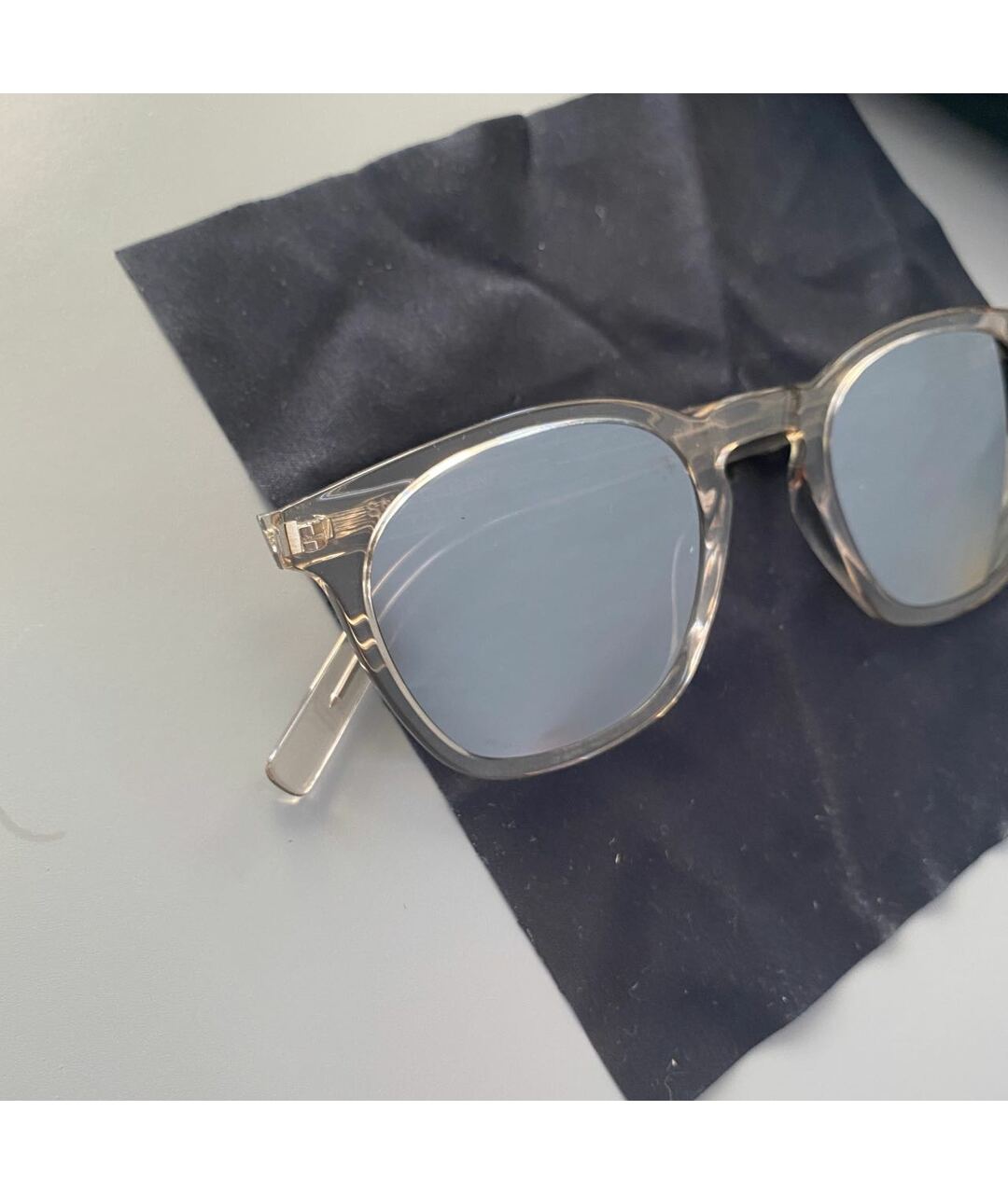SAINT LAURENT Серебряные пластиковые солнцезащитные очки, фото 3
