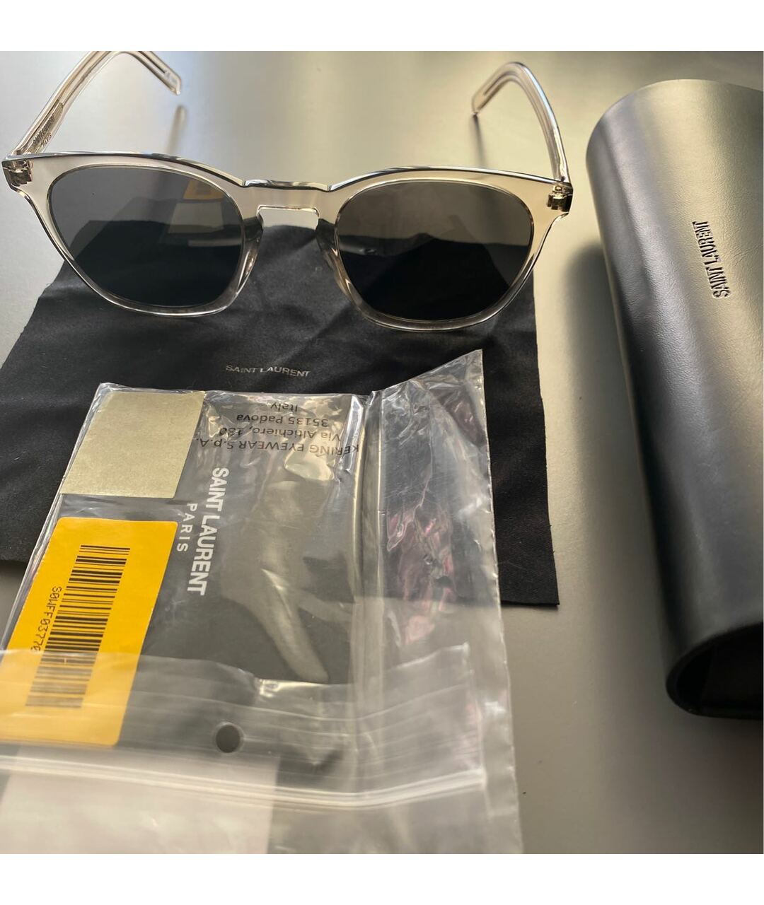 SAINT LAURENT Серебряные пластиковые солнцезащитные очки, фото 2