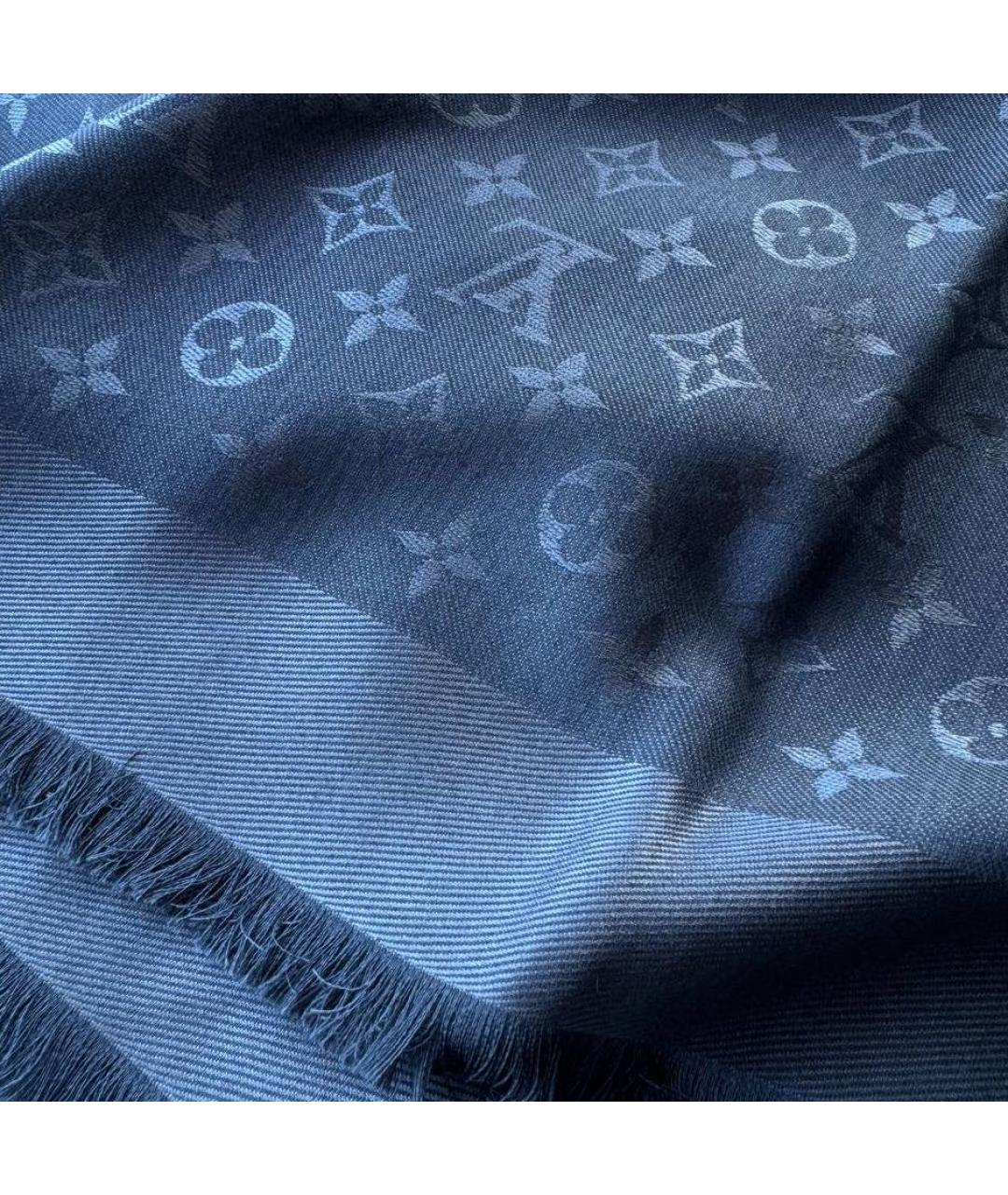 LOUIS VUITTON PRE-OWNED Темно-синий шелковый платок, фото 5