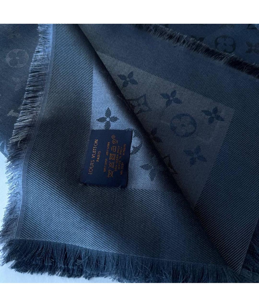 LOUIS VUITTON PRE-OWNED Темно-синий шелковый платок, фото 6