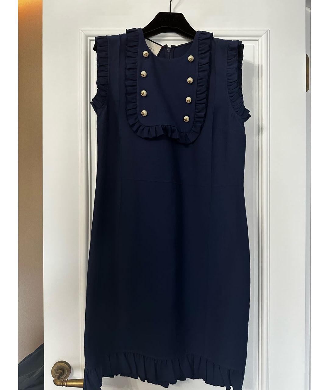 GUCCI Темно-синее ацетатное повседневное платье, фото 9